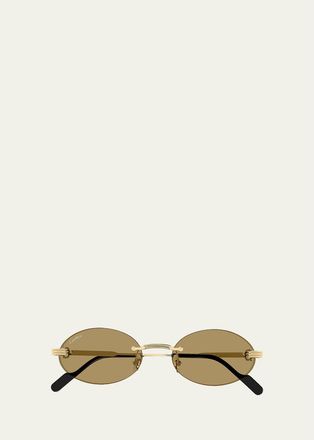 Cartier Premi&egrave;re de Cartier 53MM 24K-Gold-Plated Rimless Oval Sunglasses