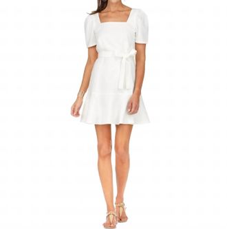 Jade Yoga Flounced Hem Dress In White