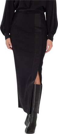 Momoni Wrap Midi Rok Aria - Dames - Maxi Rokken - Zwart - M - Wol - Rokken