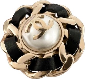 Chanel Gold Black Gold Plating Band Ring (Pre-Owned)