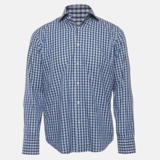 HUGO BOSS Boss By Hugo Boss Blue Checkered Cotton Regular Fit Shirt