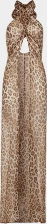 Ramy Brook Aari Leopard Convertible Coverup Maxi Dress