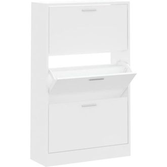 vidaXL Shoe Cabinet White 63x24x103 cm Engineered Wood Vidaxl