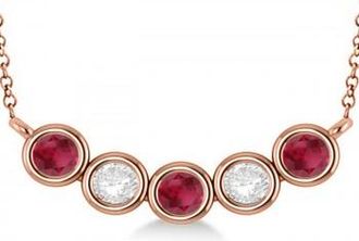 Allurez Diamond & Ruby 5-Stone Pendant Necklace 14k Rose Gold 2.00ct