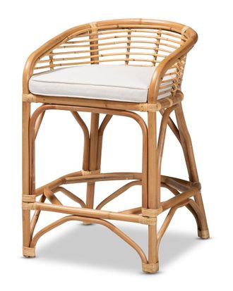 Baxton Studio Maverick Upholstered Rattan Counter Stool