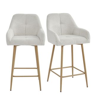 Moloo Silla de bar de tela Ikon Beige y metal madera (x2)