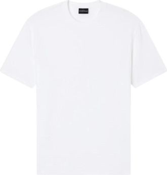 Emporio Armani T-shirt met ronde hals van jersey jacquard - Heren - T-shirts - Wit - XL - Tops