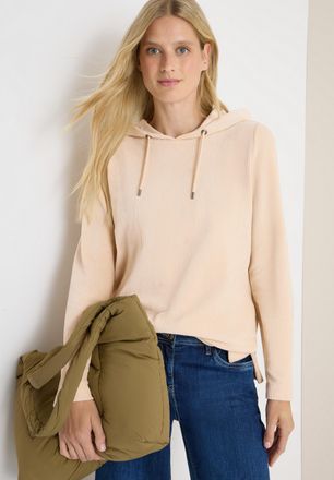 Cecil Hoodie CECIL, Damen, Gr. XS (36), oat milk beige, Cord, Obermaterial: 77% Baumwolle, 18% Polyester, 5% Elasthan, unifarben, l&auml;ssig geschnitten h&uuml;ftbed