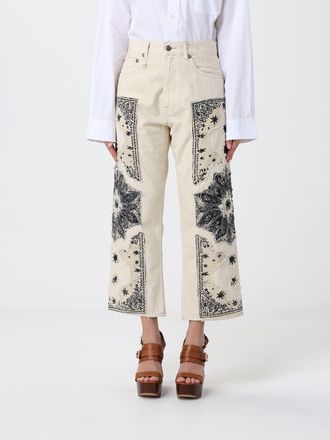 R13 Jeans cropped fit R13 in denim con ricami