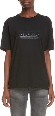 Saint Laurent Tonal Logo Graphic Tee in Noir/Noir Brillant at Nordstrom, Size X-Small