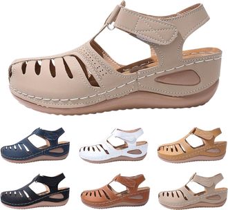 Generic Wedge Heel Sandals Womens Summer Orthopaedic Sandals Womens Elastic Trekking Sandals Openwork Beach Sandals Closed Front Hiking Sandals Open Strap San