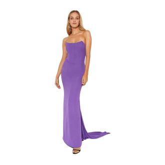Giuseppe Di Morabito Party Dresses, female, Purple, Size: 2XS Purple Maxi Dress with Off-Shoulder