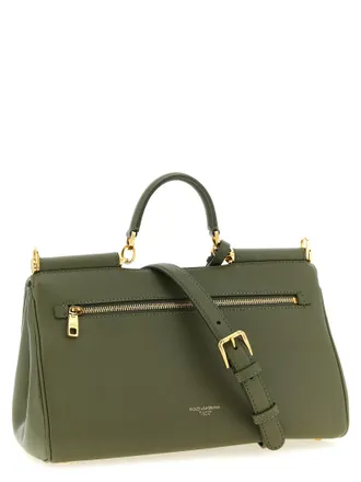 Dolce & Gabbana Womens My Sicily Top Handle Bag Green Calf Leather Pvc
