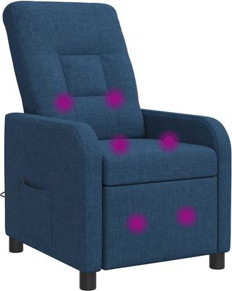 vidaXL Silla De Masajes Reclinable Azul Tela Vidaxl
