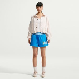 Nike Womens Nike Sportswear Phoenix Fleece High-Waisted 4 Shorts in Blue | IR5005-435