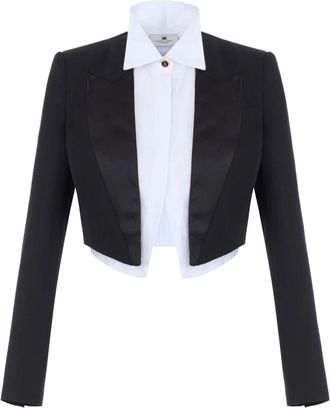 Elisabetta Franchi Cool Wool Jacket met Shirt - Dames - Blazers - Zwart - S - Wol - Jassen