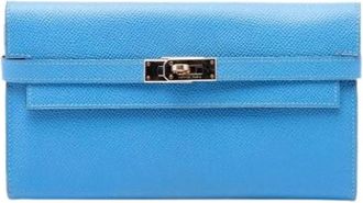 Herm&egrave;s Pre-owned Kelly Wallet - Dames - Vintage Clutch - Blauw - ONE Size - Leer - Vintage