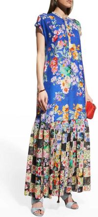 Johnny Was Womens Dress Alba Sky Flower 100% Rayon (Slip)