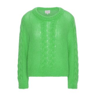 Americandreams Louisa Kabel Gebreide Pullover - Dames - Ronde hals truien - Groen - XL - Wol - Truien & Vesten