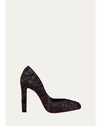 Christian Louboutin 100mm Fanny Silk Feather Pumps