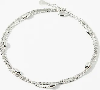 Simons Womens Silver double row bracelet