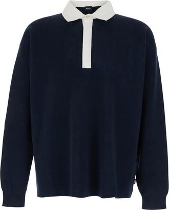HUGO BOSS Lange mouwen Poloshirt - Heren - Polos - Blauw - S - Katoen - Tops