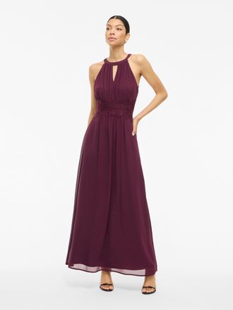Vila Maxikleid VILA VIMILINA HALTERNECK MAXI DRESS - NOOS, Damen, Gr. 36, N-Gr, fig detail:elastic, Web, Obermaterial: 100% Polyester, unifarben, regular f