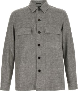 Ermenegildo Zegna Beige Linen Mens Blouse