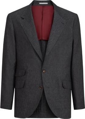 Brunello Cucinelli Linen deconstructed blazer in Anthracite at Nordstrom, Size 50 It