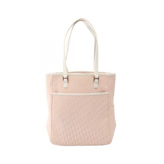 Dior Pink White Canvas Leather Handbag Tote Bag (Pre-Owned)