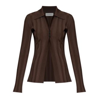 Sportmax Overhemden, Dames, Bruin, S, Albio Ribbed Shirt