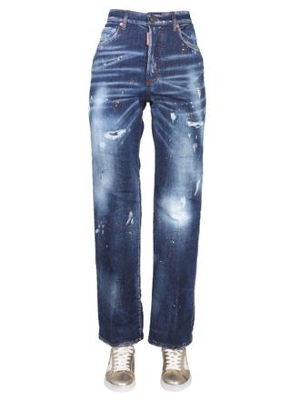 Dsquared2 Relaxed Straight-Leg Jeans With Distressed Finish