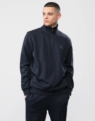 HUGO BOSS Mens BOSS Orange Zetrust Mens 1/4 Zip Sweatshirt - Dark Blue 404 - Navy - Size: 38