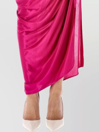 Balmain long satin draped halter neck dress