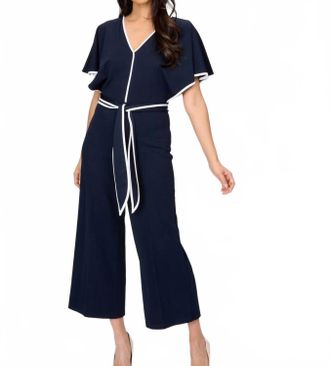 Joseph Ribkoff Contrast Trim Jumpsuit In Midnight Blue