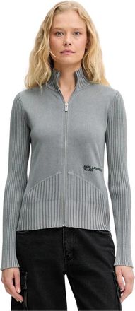Karl Lagerfeld Cardigan - Dames - Vesten - Grijs - M - Katoen - Truien & Vesten
