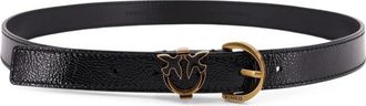 Pinko Love Birds leren riem - Dames - Riemen - Zwart - XS - Leer - Accessoires