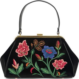Jeffrey Campbell Frame Floral Embroidered Velvet Shoulder Bag in Black Velvet Floral Multi at Nordstrom