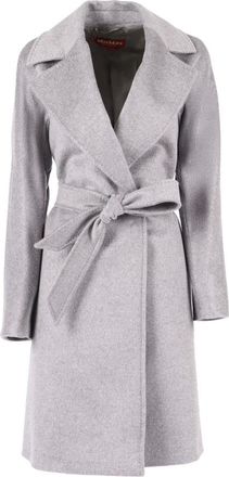 Max Mara Belted Coats, female, Gray, Size: S Cappotto Dravenna