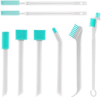 No Brand Cepillo De Limpieza Multifuncional - 8 Piezas - Cepillo Para Limpiar Esquinas Y Grietas - Cepillos De Esponja - Para Espacios Estrechos - Cian