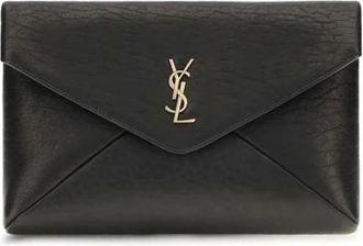 Saint Laurent Monogram Envelope Clutch - Dames - Tassen - Zwart - Maat: ONE Size Leer