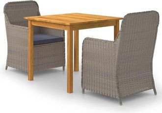 vidaXL Juego De Comedor Para Jard&iacute;n De 3 Piezas Marr&oacute;n Vidaxl