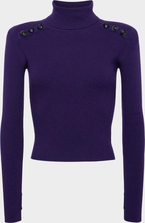 L'agence Reeves Ribbed Button-Detail Turtleneck