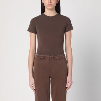 Entire studios Brown Cropped T Shirt In Cotton