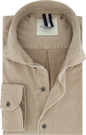 Profuomo Overhemd Profuomo beige corduroy