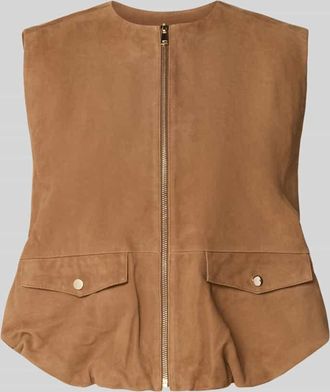 Christian Berg Weste mit Reißverschluss in Mittelbraun, Größe 34