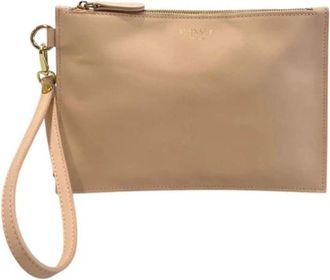 Twinset Leren Clutch met Polsband - Dames - Clutches - Beige - ONE Size - Leer - Tassen