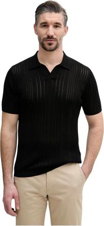 Karl Lagerfeld Gebreid Poloshirt met Open Kraag - Heren - Polos - Zwart - M - Katoen - Tops