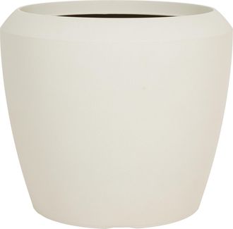Beliani Maceta Alta De Poliresina Tiesto De Jard&iacute;n Interior Exterior 56 X 51 Cm Blanco Crema Mycena