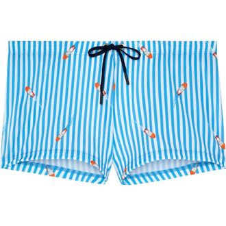 HOM Viareggio Swim Shorts in Blue And White Stripes at Nordstrom, Size Xx-Large